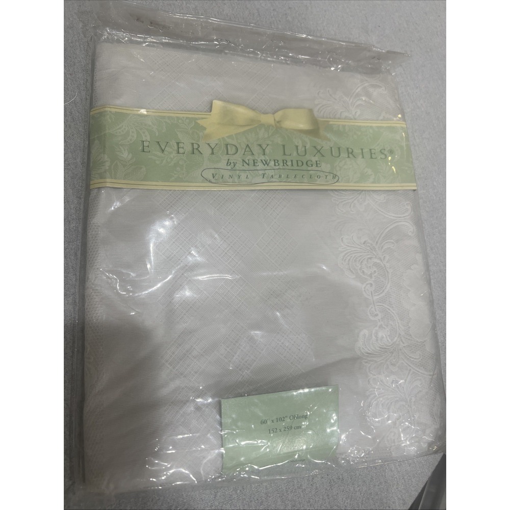 Newbridge Home CHEMISE CHINO WHITE Damask Tablecloth 60 X 102" OBLONG